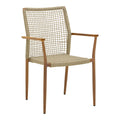 Scaun de exterior Solana stivuibil, Teak-Maro deschis, aluminiu si ratan PE, 56x57x95 cm, imagine principală, lemn, pentru grădină sau terasă