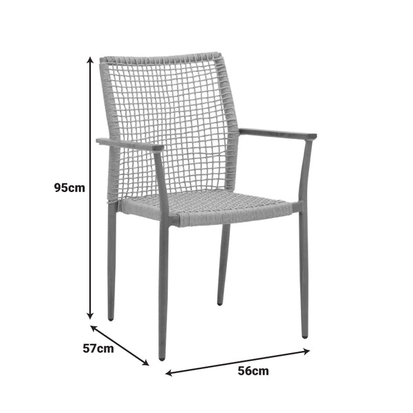 Scaun de exterior Solana stivuibil, Teak-Maro deschis, aluminiu si ratan PE, 56x57x95 cm