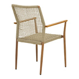 Scaun de exterior Solana stivuibil, Teak-Maro deschis, aluminiu si ratan PE, 56x57x95 cm