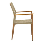 Scaun de exterior Solana stivuibil, Teak-Maro deschis, aluminiu si ratan PE, 56x57x95 cm, detaliu finisaj, lemn, pentru grădină sau terasă