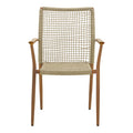 Scaun de exterior Solana stivuibil, Teak-Maro deschis, aluminiu si ratan PE, 56x57x95 cm, prezentare produs, lemn, pentru grădină sau terasă