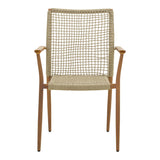 Scaun de exterior Solana stivuibil, Teak-Maro deschis, aluminiu si ratan PE, 56x57x95 cm