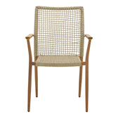 Scaun de exterior Solana stivuibil, Teak-Maro deschis, aluminiu si ratan PE, 56x57x95 cm, prezentare produs, lemn, pentru grădină sau terasă
