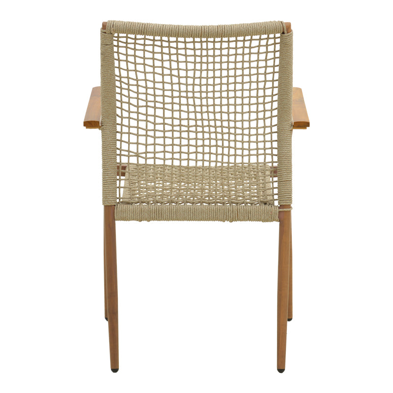 Scaun de exterior Solana stivuibil, Teak-Maro deschis, aluminiu si ratan PE, 56x57x95 cm