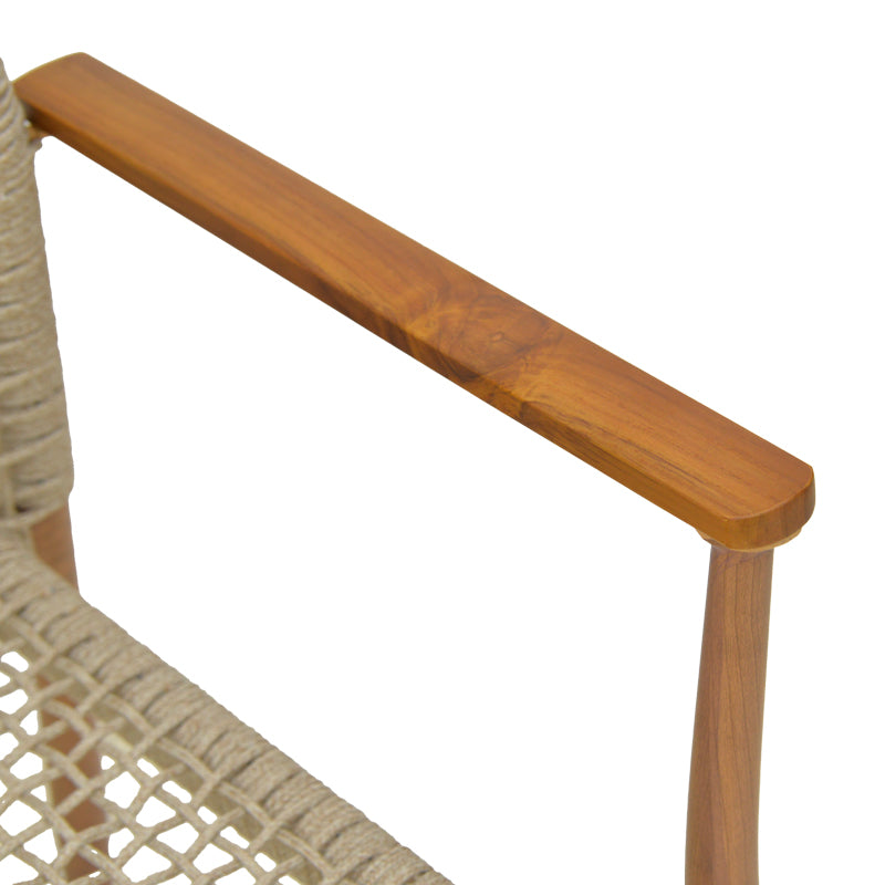 Scaun de exterior Solana stivuibil, Teak-Maro deschis, aluminiu si ratan PE, 56x57x95 cm