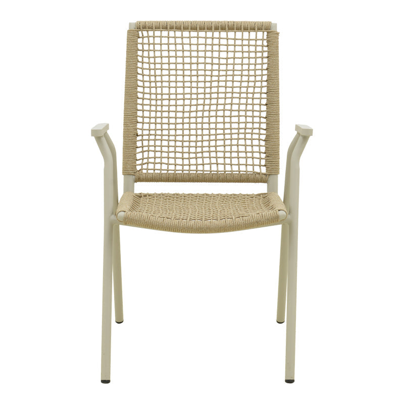 Scaun exterior Weave, aluminiu si ratan PE, 57x63x86 cm - Bej-Natural