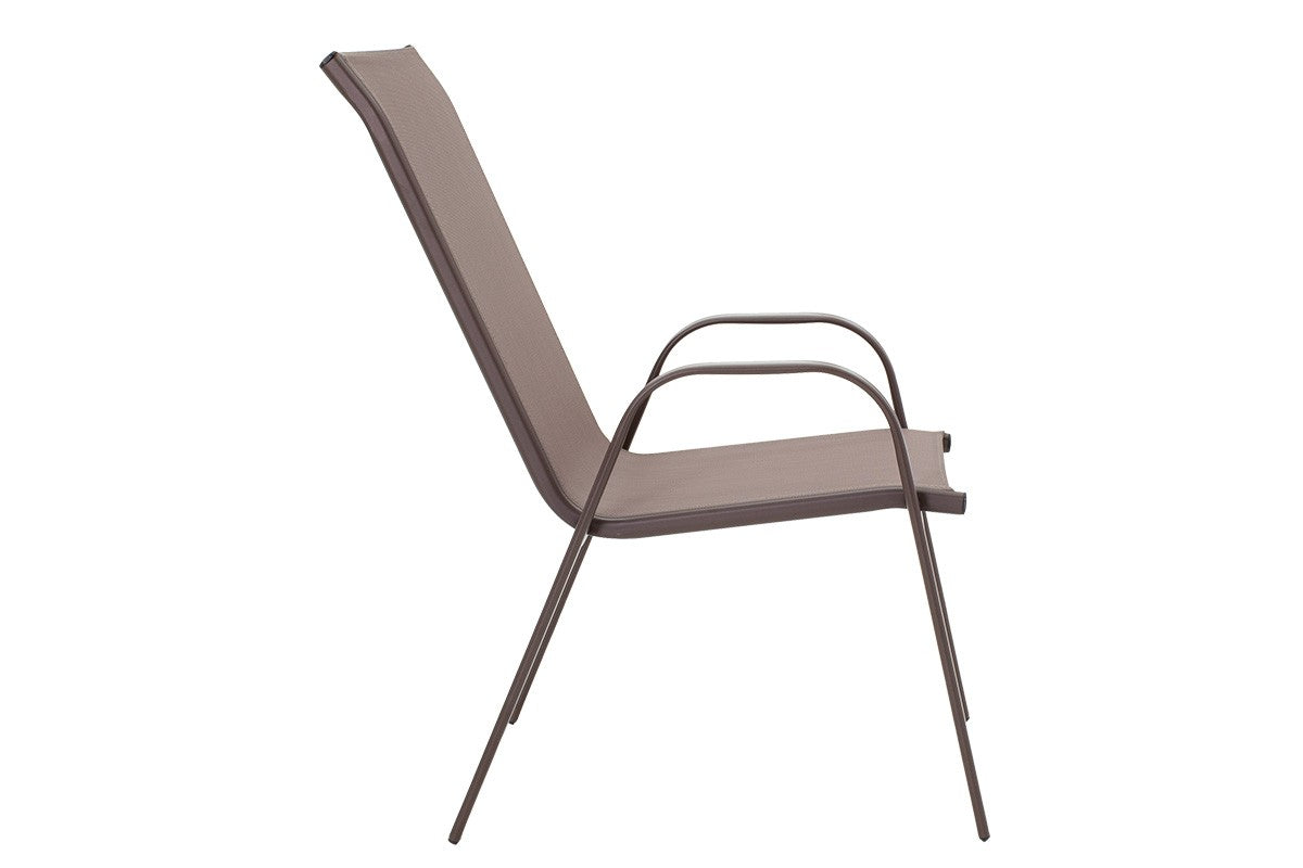 Scaun de gradina Calan, textilena si metal, 54x74x91 cm - Maro