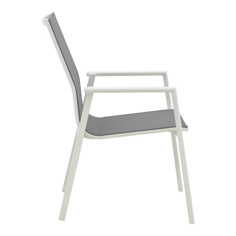 Scaun de gradina Dashiell metal negru textilena, negru, 71x58x94 cm - Alb