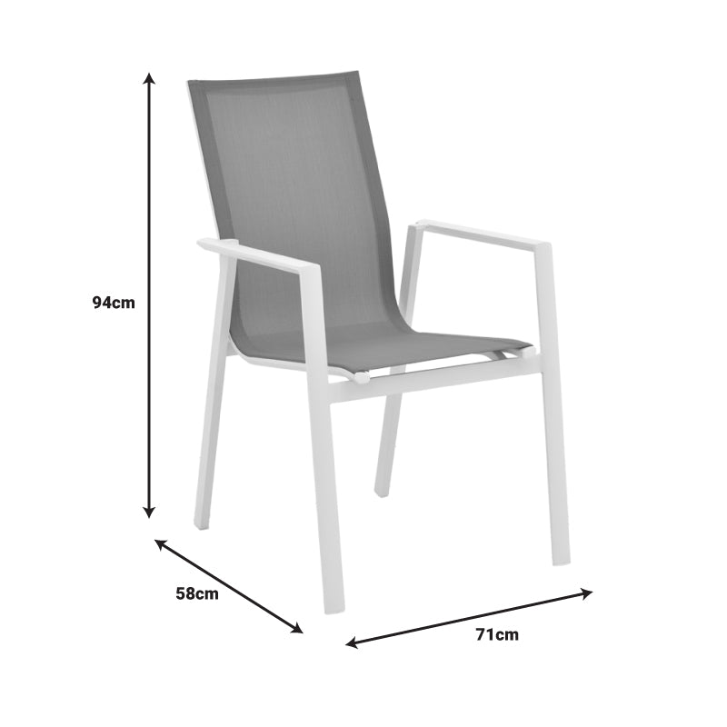 Scaun de gradina Dashiell metal negru textilena, negru, 71x58x94 cm - Alb