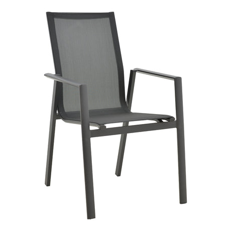 Scaun de gradina Dashiell metal negru textilena, negru, 71x58x94 cm