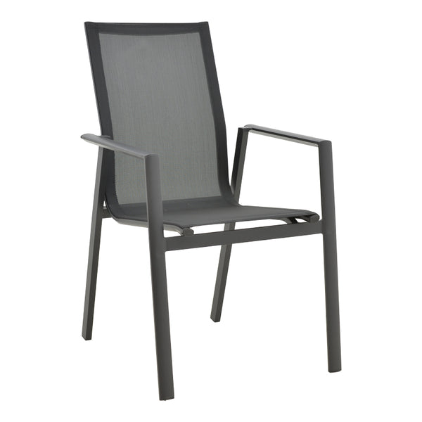 Scaun de gradina Dashiell metal negru textilena, Alb - Negru, 71x58x94 cm