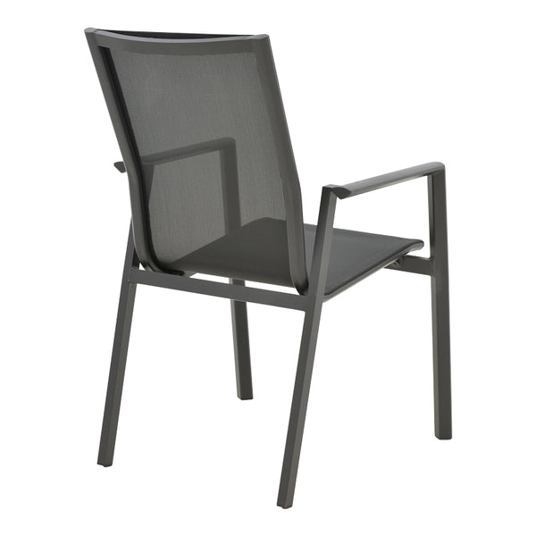 Scaun de gradina Dashiell metal negru textilena, Alb - Negru, 71x58x94 cm