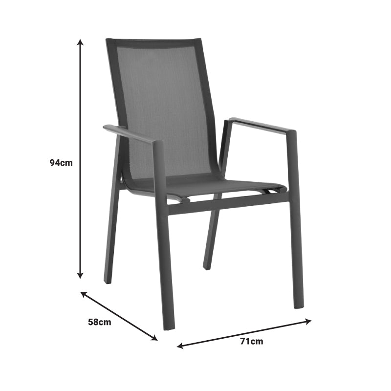 Scaun de gradina Dashiell metal negru textilena, negru, 71x58x94 cm - Negru