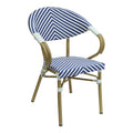 Scaun de gradina Isaia aluminiu Natural textilena albastru si alb 57x57x83 cm