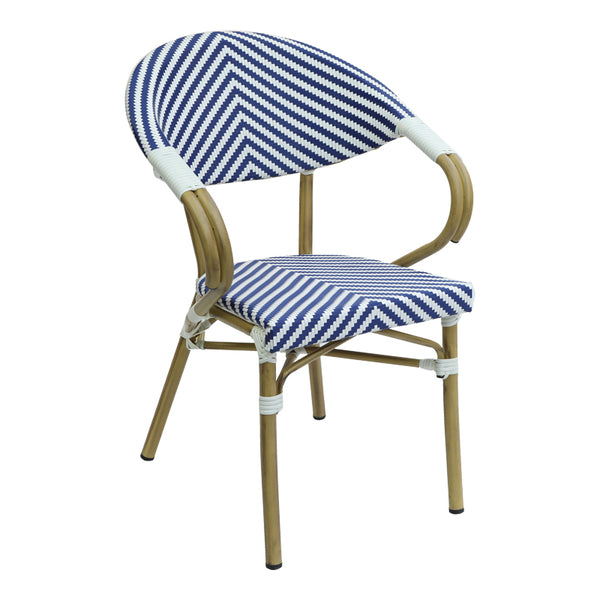 Scaun de gradina Isaia aluminiu Natural textilena, albastru si alb, 57x57x83 cm