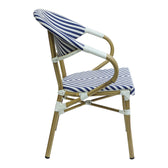 Scaun de gradina Isaia aluminiu Natural textilena, albastru si alb, 57x57x83 cm, imagine suplimentara