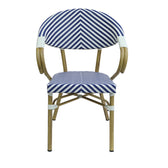 Scaun de gradina Isaia aluminiu Natural textilena, albastru si alb, 57x57x83 cm, detaliu produs