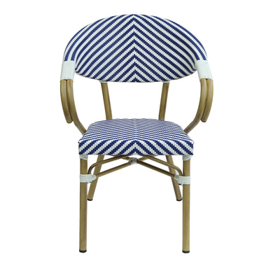Scaun de gradina Isaia aluminiu Natural textilena, albastru si alb, 57x57x83 cm, detaliu produs
