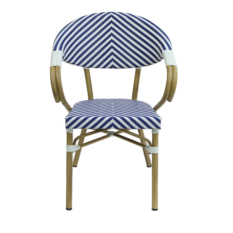 Scaun de gradina Isaia aluminiu Natural textilena, albastru si alb, 57x57x83 cm, detaliu produs