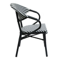 Scaun de gradina Isaia stivuibil aluminiu negru si textilena, alb si negru, 57x57x83 cm, imagine suplimentara