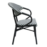 Scaun de gradina Isaia stivuibil aluminiu negru si textilena, alb si negru, 57x57x83 cm