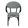 Scaun de gradina Isaia stivuibil aluminiu negru si textilena, alb si negru, 57x57x83 cm, detaliu produs