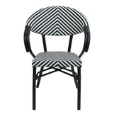 Scaun de gradina Isaia stivuibil aluminiu negru si textilena, alb si negru, 57x57x83 cm, detaliu produs