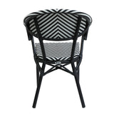 Scaun de gradina Isaia stivuibil aluminiu negru si textilena, alb si negru, 57x57x83 cm