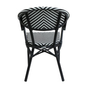 Scaun de gradina Isaia stivuibil aluminiu negru si textilena, alb si negru, 57x57x83 cm, perspectiva suplimentara