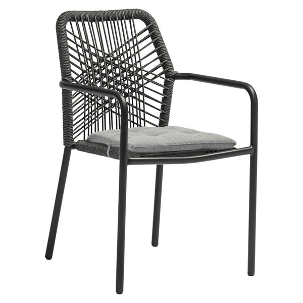 Scaun de gradina Kherson aluminiu ropa antracit- perna, gri, 55x61x84 cm