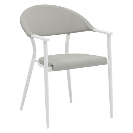 Scaun de gradina Pino aluminiu alb, textilena, gri, 56x62x77 cm