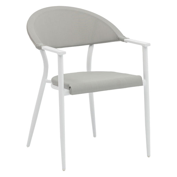 Scaun de gradina Pino aluminiu alb, textilena, gri, 56x62x77 cm