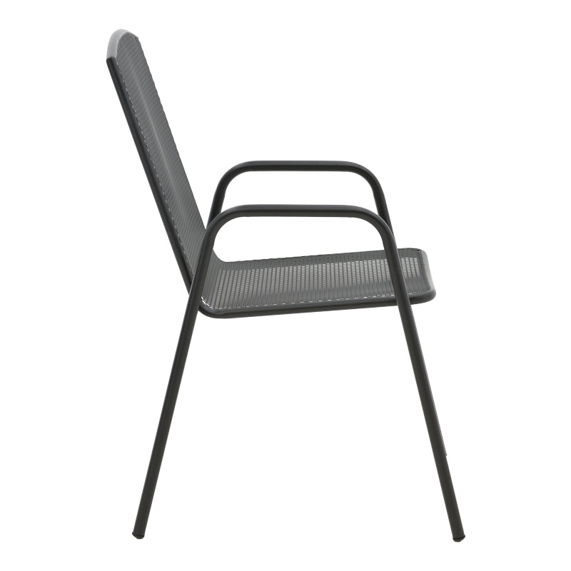 Scaun de gradina Pomedon stivuibil metal, negru, 56x64x87 cm, detaliu produs