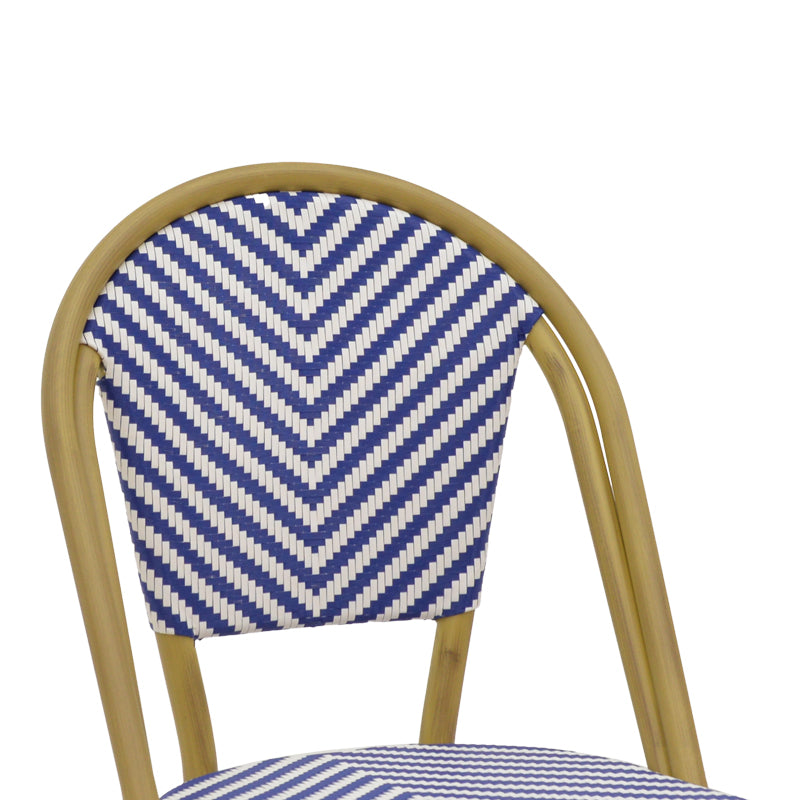Scaun de gradina Uarmin stivuit negru aluminiu negru si alb textilena, 46x57x85 cm - Albastru