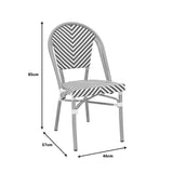 Scaun de gradina Uarmin stivuit negru aluminiu negru si alb textilena, 46x57x85 cm - Albastru
