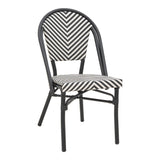 Scaun de gradina Uarmin stivuit negru aluminiu negru si alb textilena, 46x57x85 cm - Negru