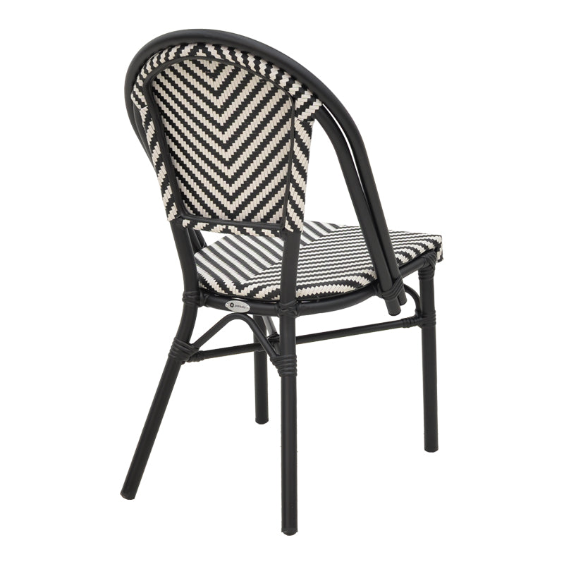 Scaun de gradina Uarmin stivuit negru aluminiu negru si alb textilena, 46x57x85 cm - Negru