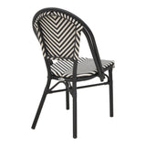 Scaun de gradina Uarmin stivuit negru aluminiu negru si alb textilena, 46x57x85 cm - Negru