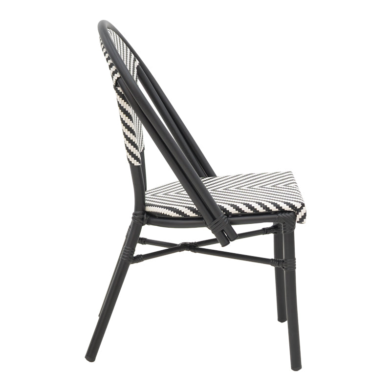 Scaun de gradina Uarmin stivuit negru aluminiu negru si alb textilena, 46x57x85 cm - Negru