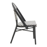 Scaun de gradina Uarmin stivuit negru aluminiu negru si alb textilena, 46x57x85 cm - Negru
