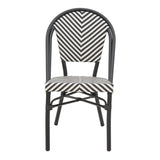 Scaun de gradina Uarmin stivuit negru aluminiu negru si alb textilena, 46x57x85 cm - Negru