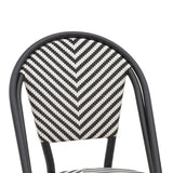 Scaun de gradina Uarmin stivuit negru aluminiu negru si alb textilena, 46x57x85 cm - Negru