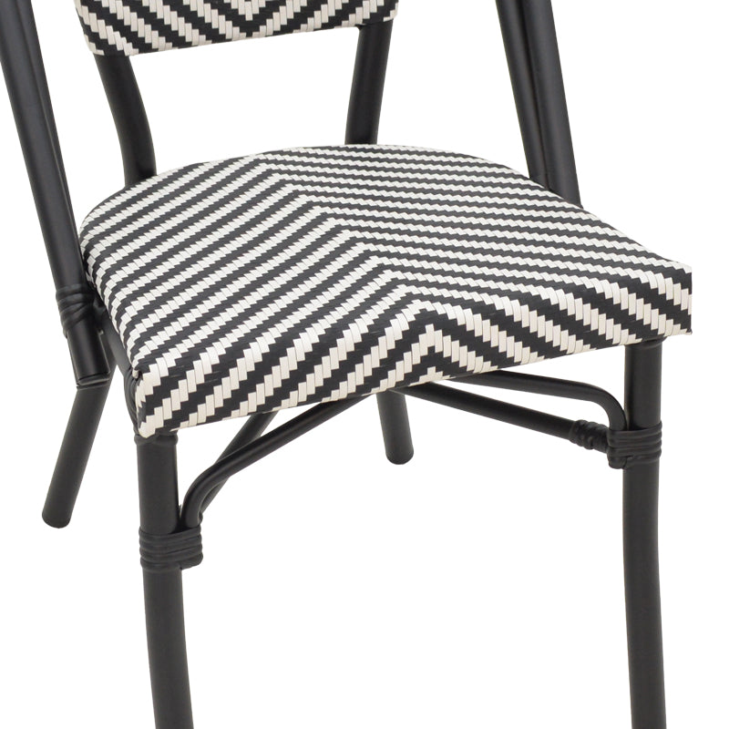 Scaun de gradina Uarmin stivuit negru aluminiu negru si alb textilena, 46x57x85 cm - Negru
