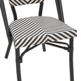 Scaun de gradina Uarmin stivuit negru aluminiu negru si alb textilena, 46x57x85 cm - Negru