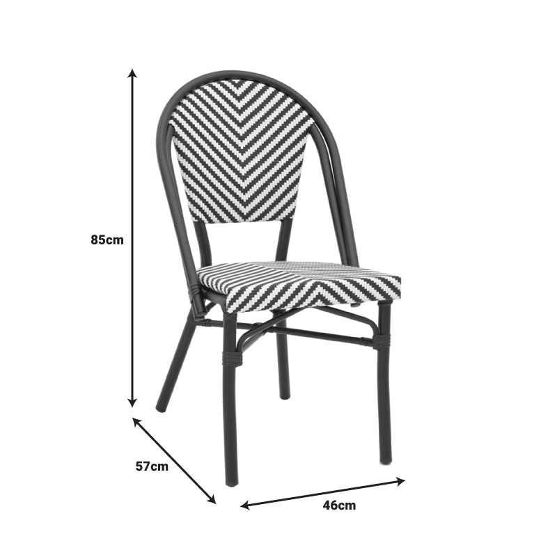 Scaun de gradina Uarmin stivuit negru aluminiu negru si alb textilena, 46x57x85 cm - Negru