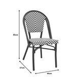 Scaun de gradina Uarmin stivuit negru aluminiu negru si alb textilena, 46x57x85 cm - Negru