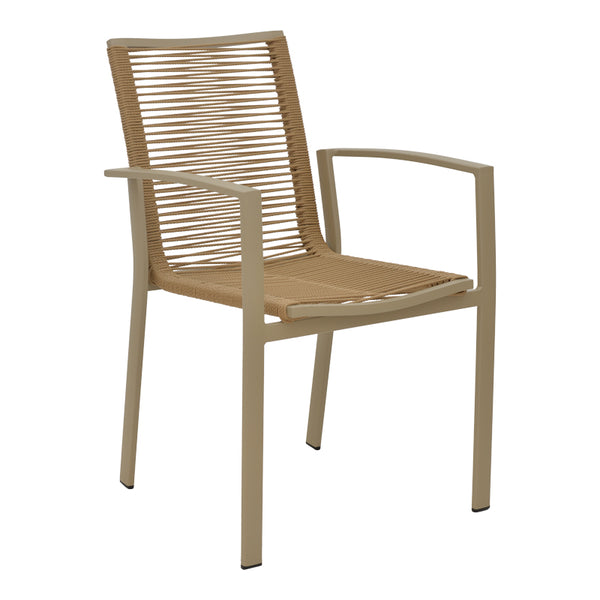 Scaun de plaja din aluminiu si tex Maron, șampanie, Maro - Natural, 57x63x83 cm