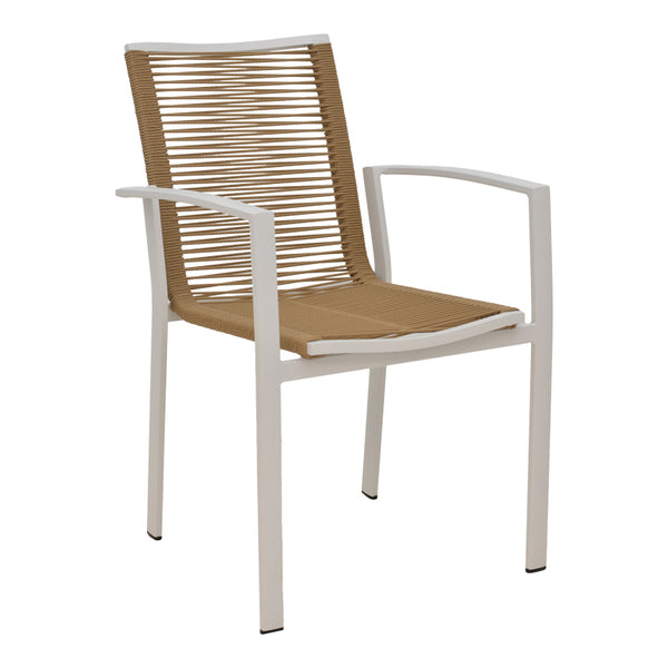 Scaun de plaja din aluminiu si tex Maron, șampanie, Maro - Natural, 57x63x83 cm