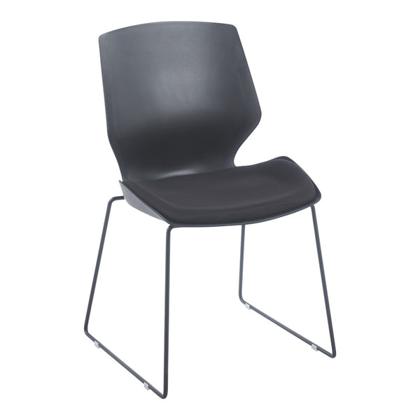 Scaun de vizitator, autentic negru cu perna, 47x52x85 cm