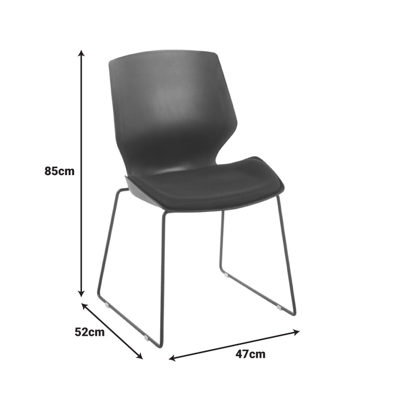 Scaun de vizitator, autentic negru cu perna, 47x52x85 cm